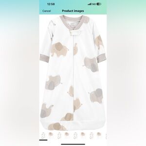 Carter's Unisex Baby Sleep Bag (White Elephant, 0-3 Months)